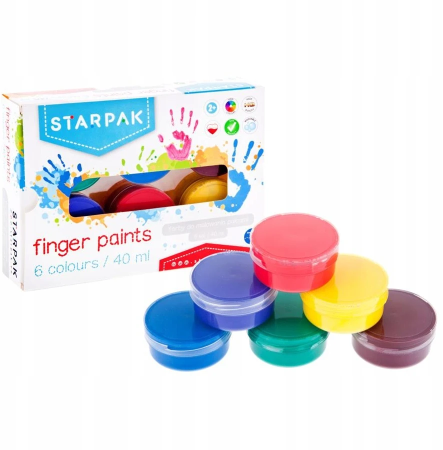 Dažai piešimui pirštais Starpak 40 ml, 6 vnt.