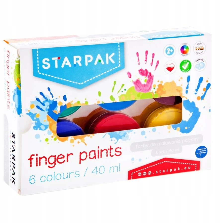 Dažai piešimui pirštais Starpak 40 ml, 6 vnt.