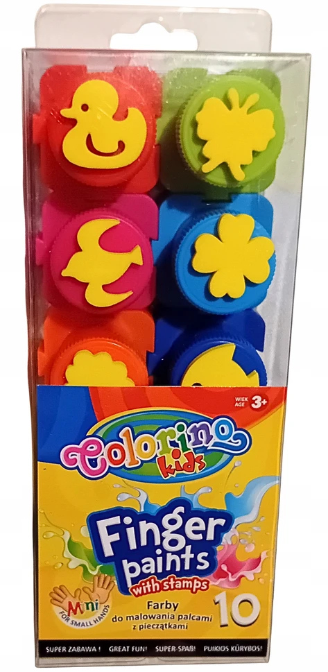COLORINO Kids dažai piešimui pirštais su antspaudais ,10 spalvų, 18395PTR
