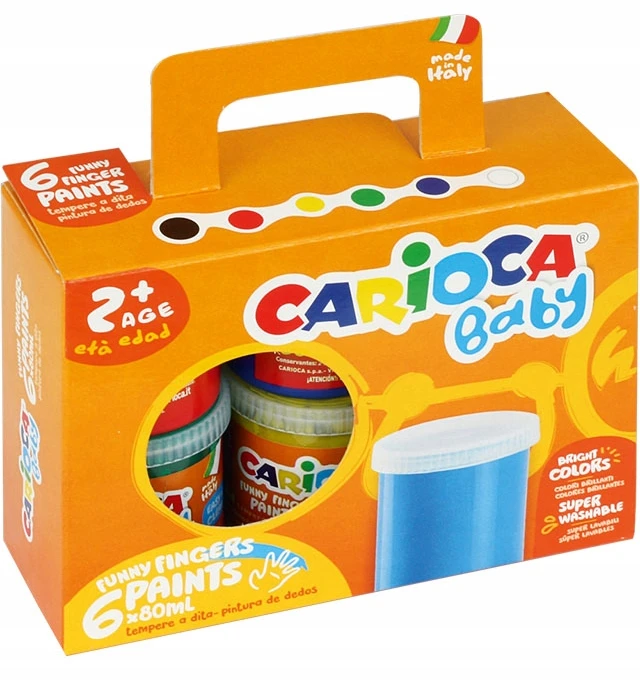 Dažai piešti pirštais mažyliams CARIOCA BABY 2+, 6 x 80 ml