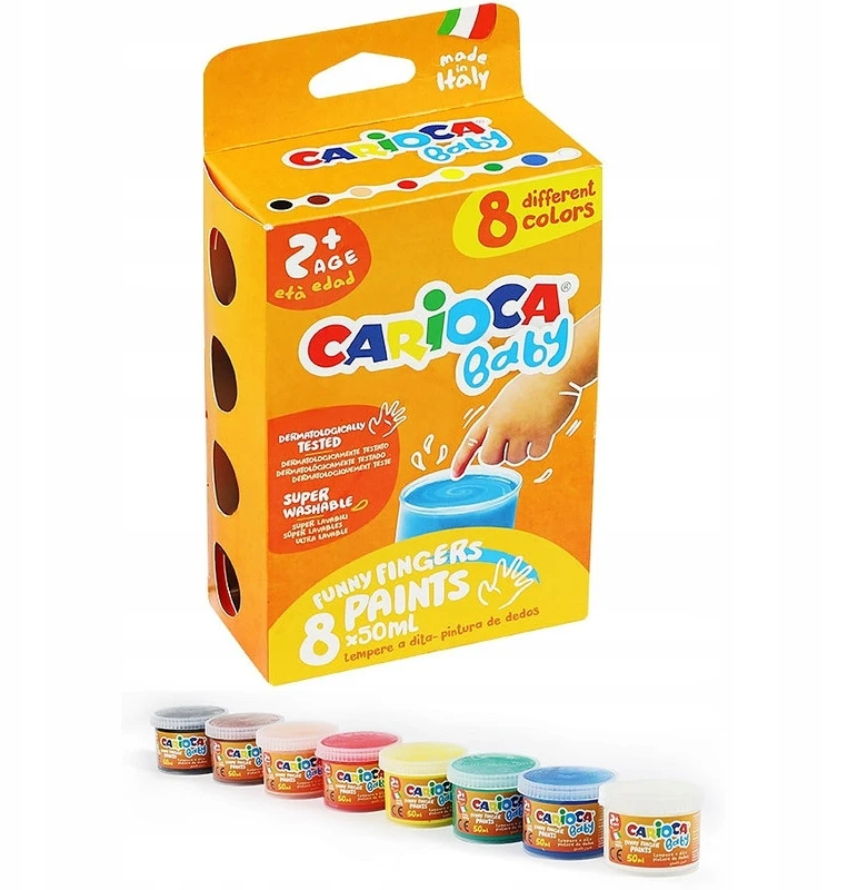 Dažai pirštais Carioca Baby 50 ml, 8 vnt.