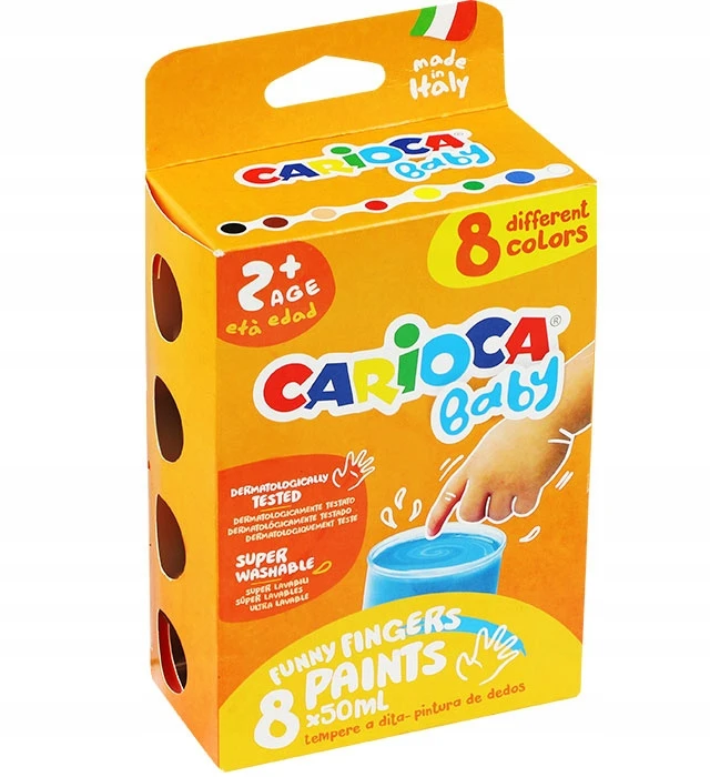 Dažai pirštais Carioca Baby 50 ml, 8 vnt.