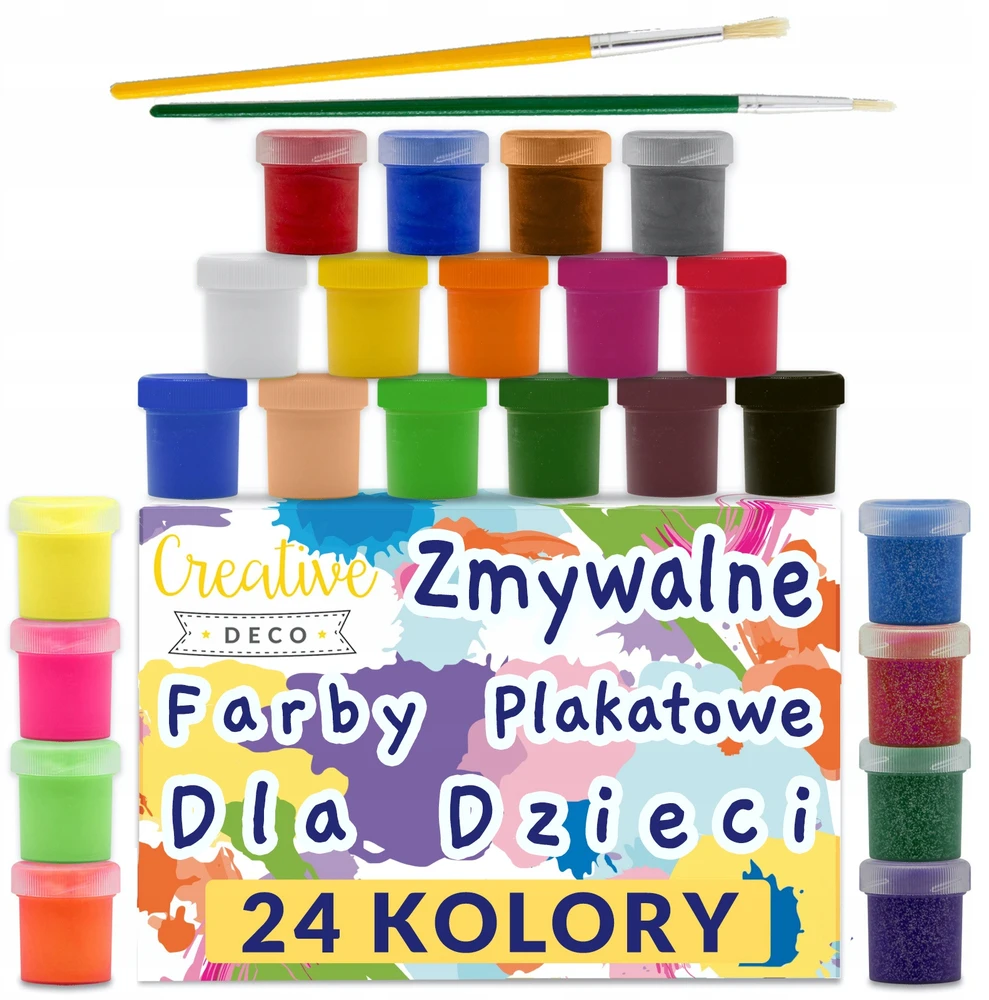 Dažai pirštukams Creative Deco, 24×20 ml, įvairių spalvų