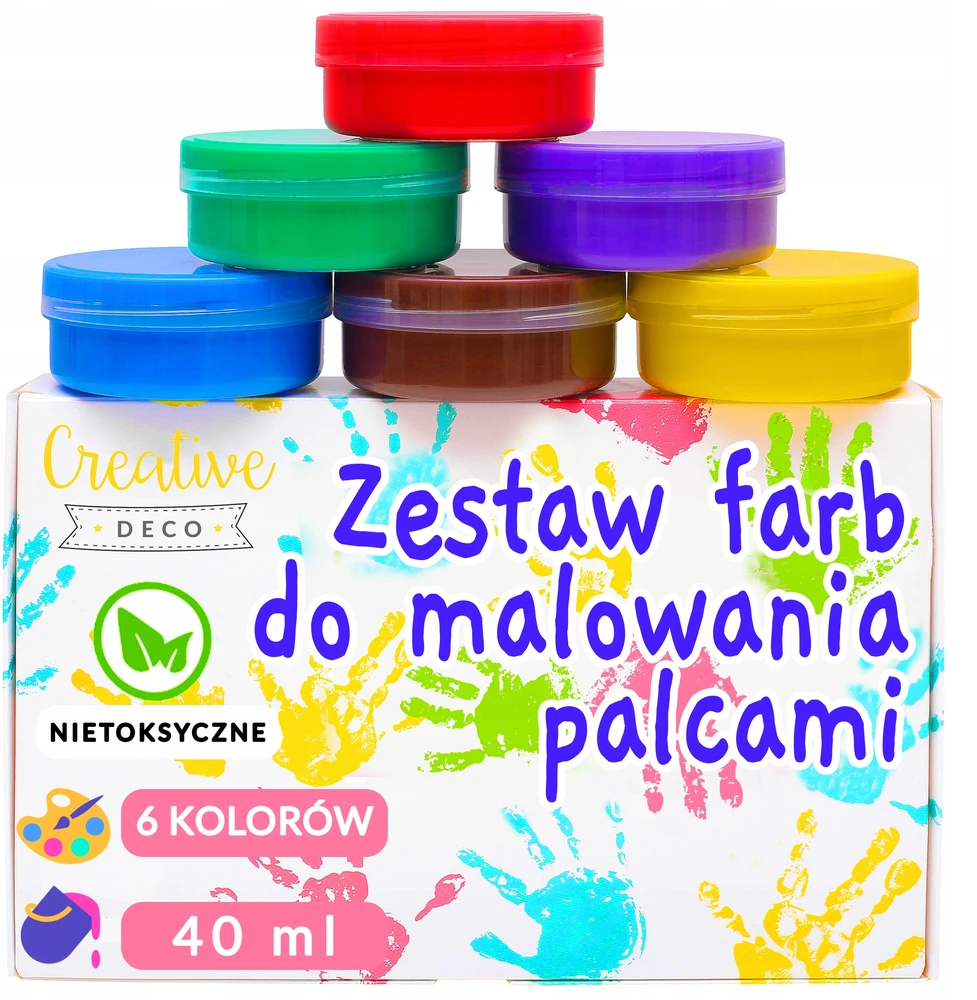 Dažai pirštukams Creative Deco, 6×40 ml, įvairių spalvų