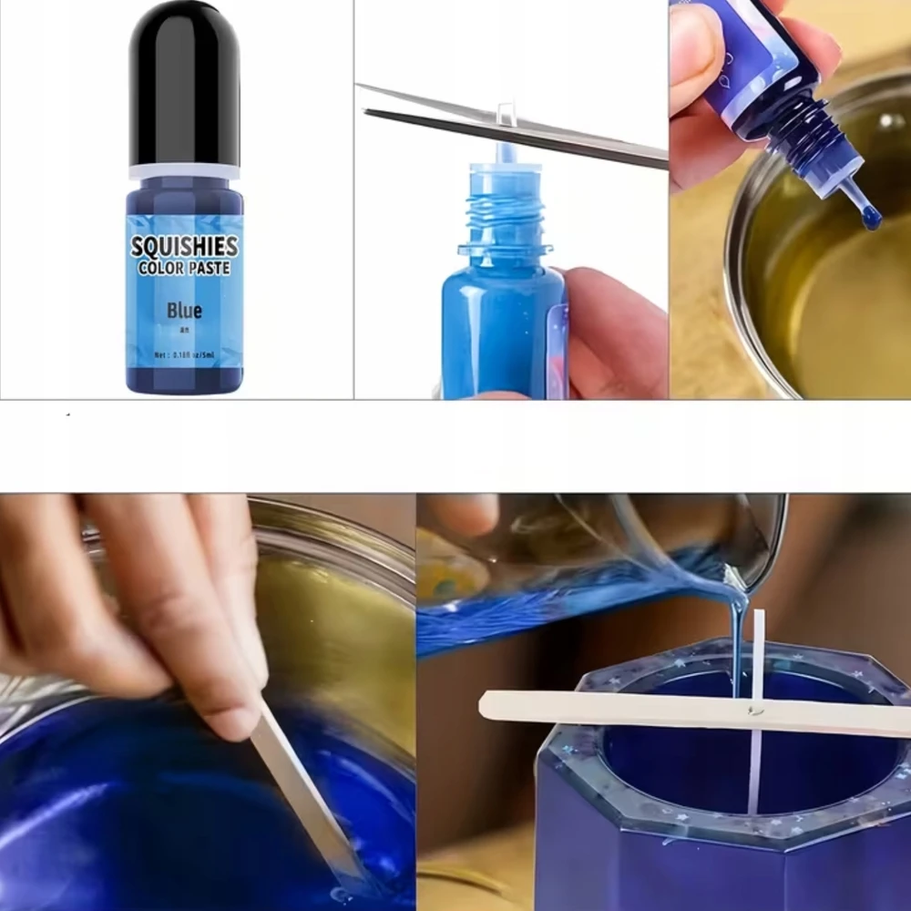 Dažai silikoniniams „Squishy Slime“ „pasidaryk pats“ pigmento koncentratas MĖLYNAS 5 ml