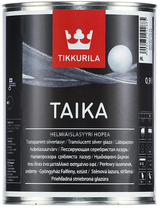 Dažai su perlamutro efektu TIKKURILA TAIKA PEARL, sidabrinė, 0,9 l