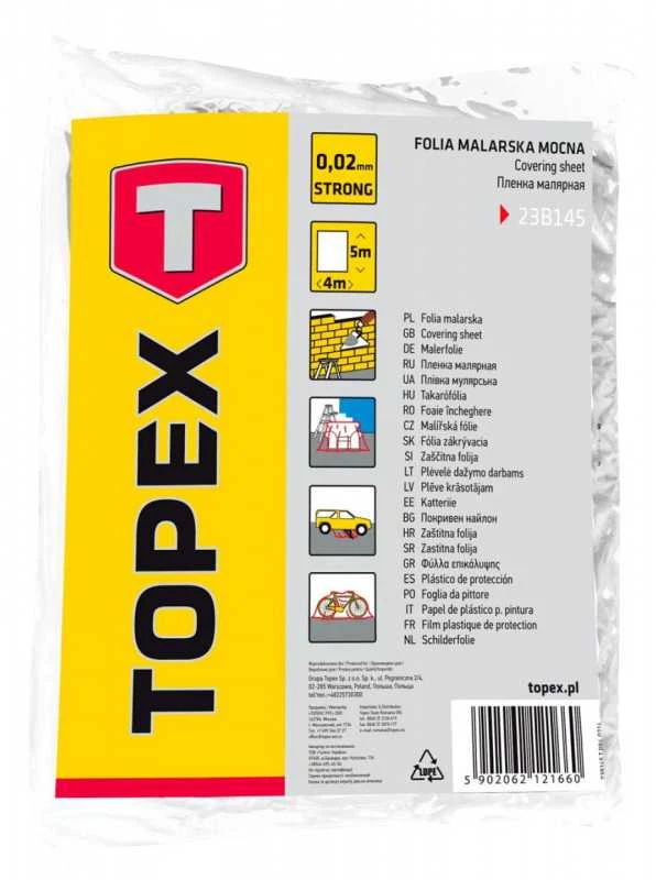 Dažymo apsauginė plėvelė TOPEX 4 x 5 m (0,02 mm)