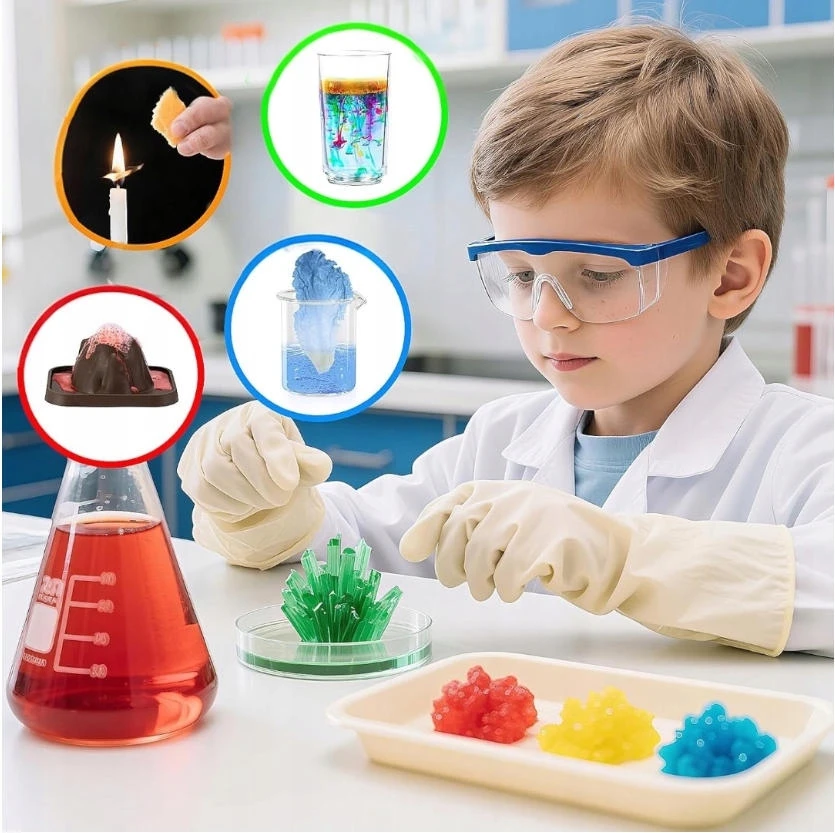 Ddoo Mokslo rinkinys EKSPERIMENTAI vaikams 52in1 instrukcijos Lenkijos laboratorija