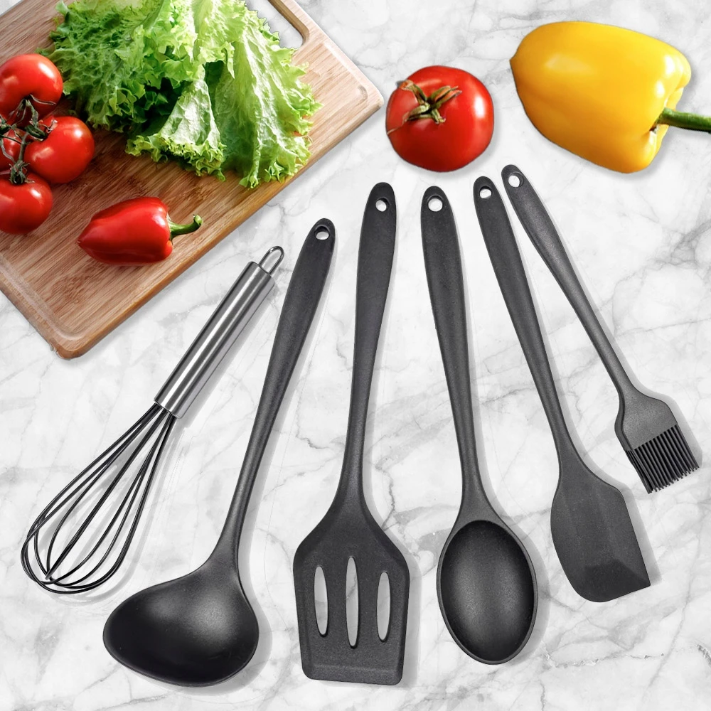 De Gusto Silikono virtuvės reikmenų rinkinys 6 vnt. plaktuvas, mentelė, kaušas