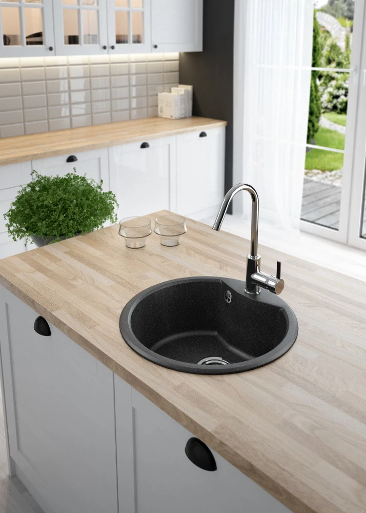 Deante granitinė virtuvinė plautuvė Deante Solis ZRS 2803, Graphite