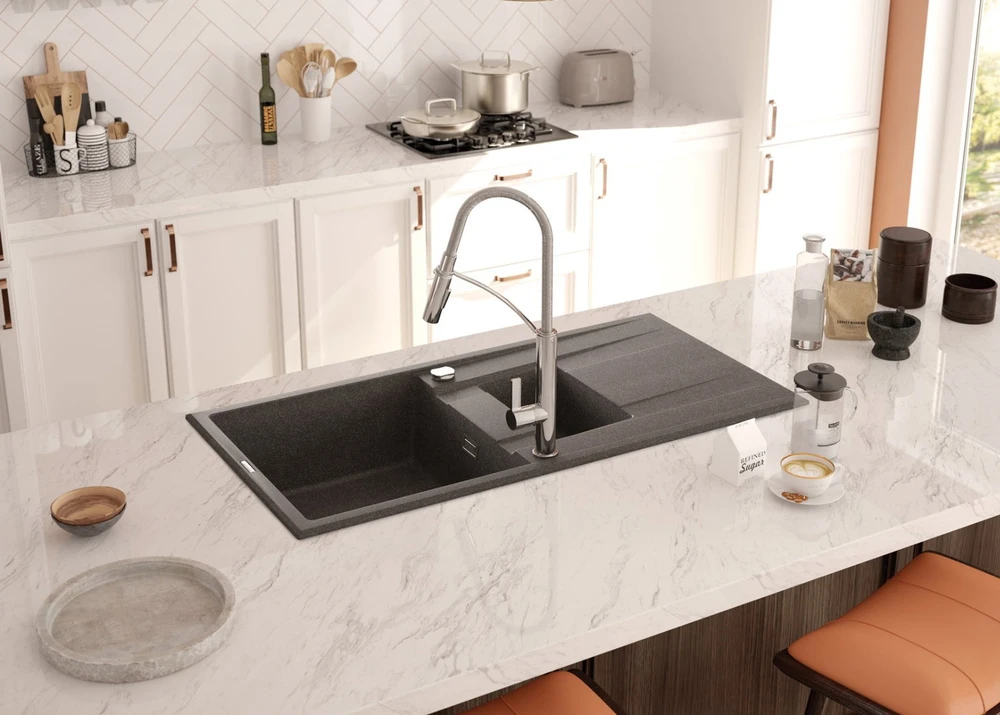Deante granitinė virtuvinė plautuvė Deante Eridan, ZQE_T513, Anthracite