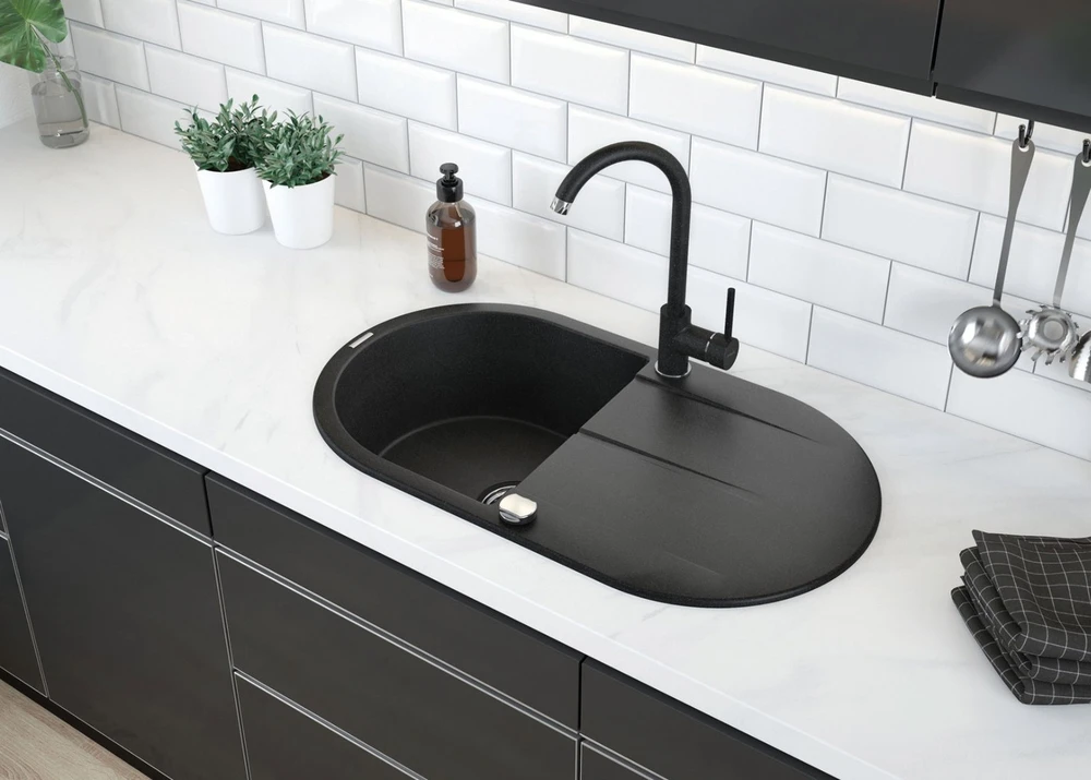Deante granitinė virtuvinė plautuvė Deante Piva ZQI 211B, Graphite