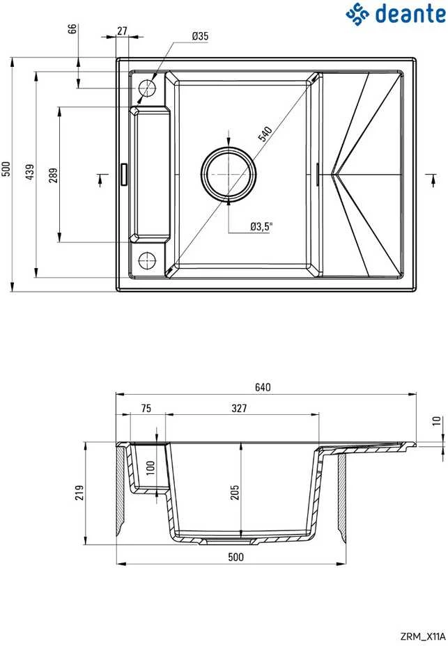 Deante granitinė virtuvinė plautuvė su magnetais Deante Magnetic ZRM A11A, Alabaster