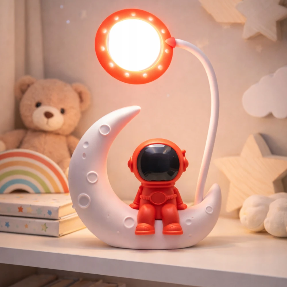 Decortrend Astronaut LED naktinė lempa vaikams kambariui ant rašomojo stalo, USB NAKTIS
