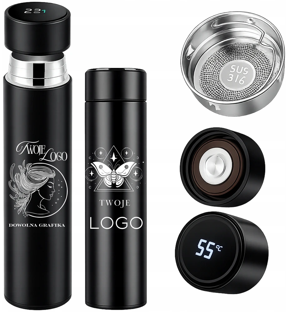 Decortrend THERMAL BUG THERMAL TERMO kavai ir arbatai SAVO GRAVIRUOTAS LOGOTIPO spausdinimas DOVANA