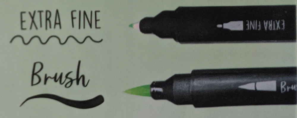 Decotime Dviejų šepetėlių plunksnakočiai THINKSPENCES žalių atspalvių LEW 16 vnt.
