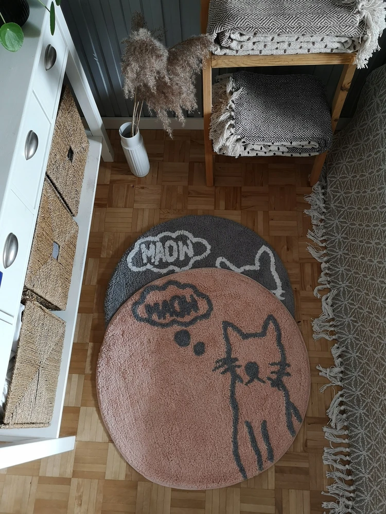 Decovena Dywan apvalus 70cm kotek siedzisko mata pokój dziecka róż NA PREZENT