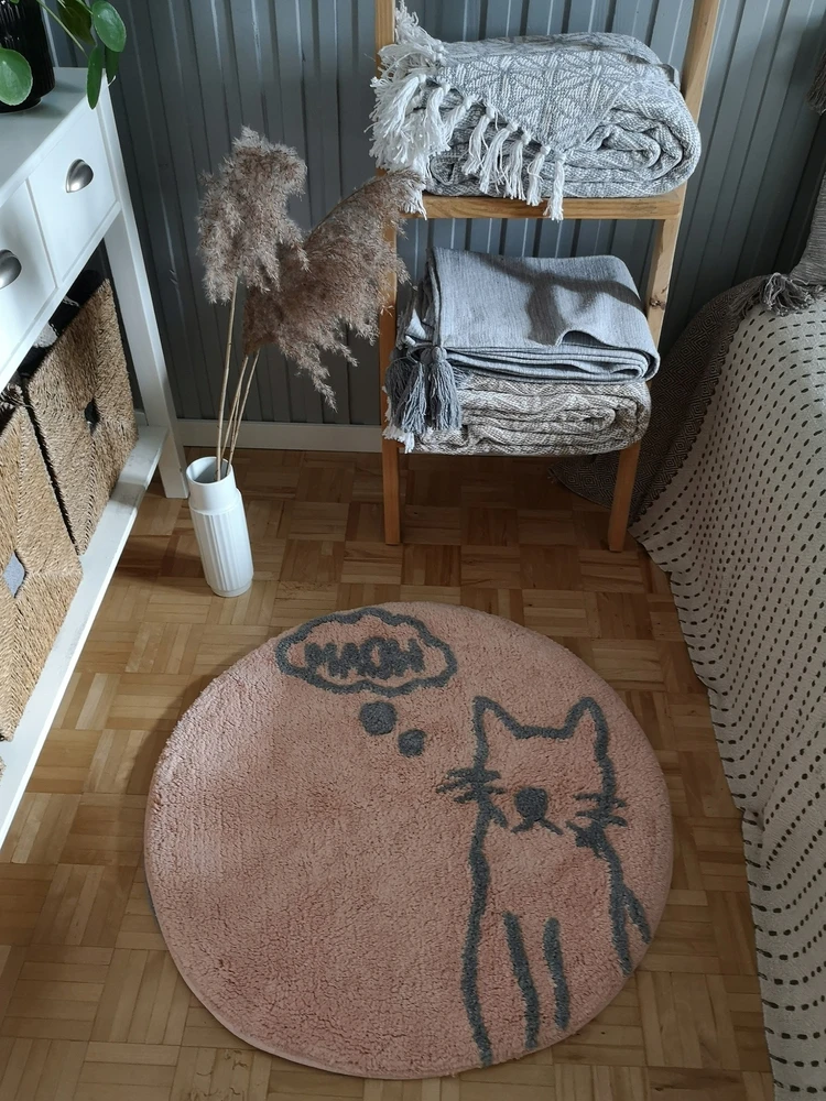 Decovena Dywan apvalus 70cm kotek siedzisko mata pokój dziecka róż NA PREZENT