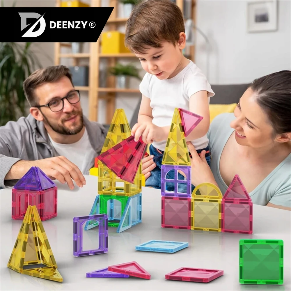 Deenzy XXL MAGNETINIAI BLOKAI DIDELIS 3D RINKINYS VAIKAMS 109 VNT AUTOMOBILIAI + KREPŠELIS