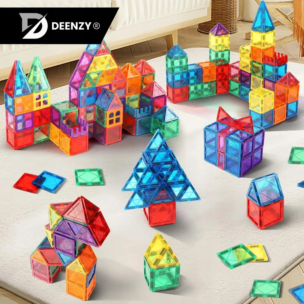 Deenzy XXL MAGNETINIAI BLOKAI DIDELIS 3D RINKINYS VAIKAMS 109 VNT AUTOMOBILIAI + KREPŠELIS