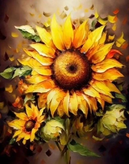 Deimantinė mozaika Gėlės saulėgrąžos 30x40cm 2000376 Norimpex