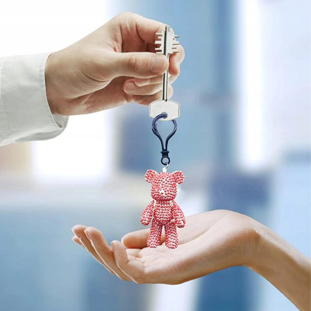 Diamond Deimantinė tapyba, deimantinis siuvinėjimas, „pasidaryk pats“ rinkinys, raktų pakabukas, meškiuko raktų pakabukas, 6,5 cm