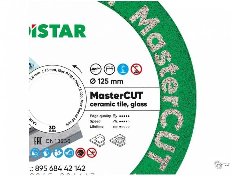 Distar 125mm MasterCUT deimantinis diskas stiklo, akmens masės, porcelianinių plytelių pjovimui