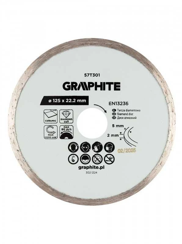 Graphite Deimantinis pjovimo diskas, 125 x 22,2 mm, šlapiam pjovimui