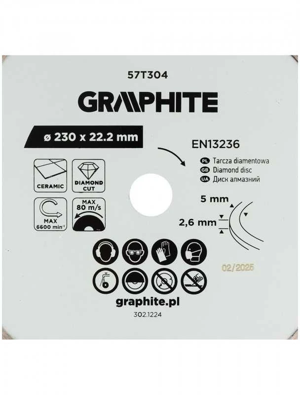 Graphite Deimantinis pjovimo diskas, 230 x 22,2 mm, šlapiam pjovimui