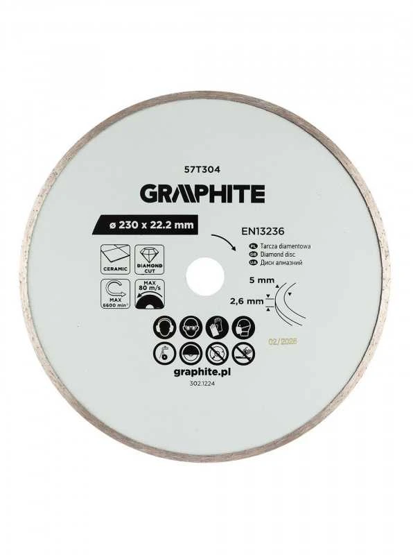 Graphite Deimantinis pjovimo diskas, 230 x 22,2 mm, šlapiam pjovimui