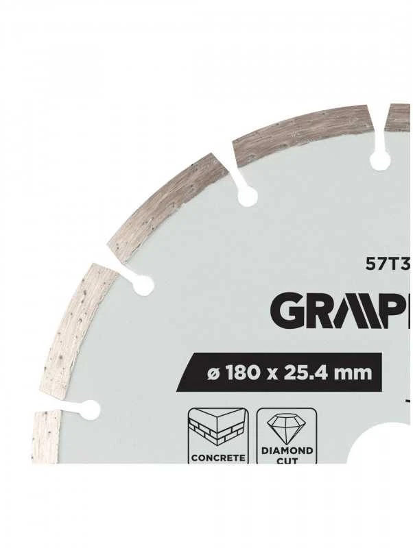 Graphite Deimantinis segmentinis pjovimo diskas, 180 x 25,4 mm, sausam pjovimui
