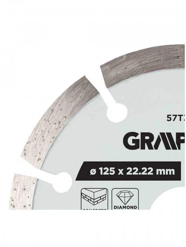 Graphite Deimantinis segmentinis pjovimo diskas, 125 x 22,2 mm, sausam ir šlapiam pjovimui