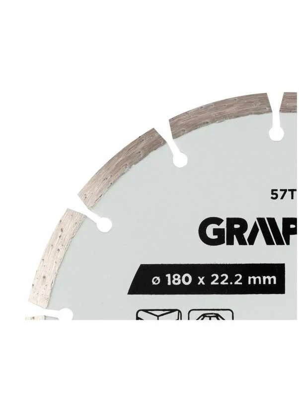 Graphite Deimantinis segmentinis pjovimo diskas, 180 x 22,2 mm, sausam pjovimui