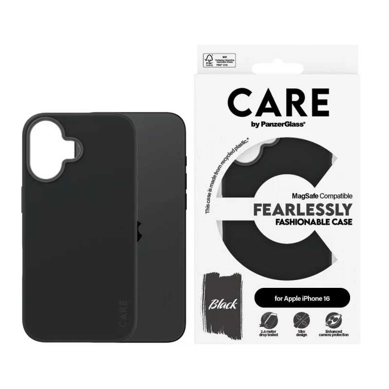 Panzer Glass CARE by PanzerGlass Fashion Case Apple iPhone 16 6.1" dėklas telefonui juodos spalvos/dėklas telefonui juodos spalvos MagSafe 1377