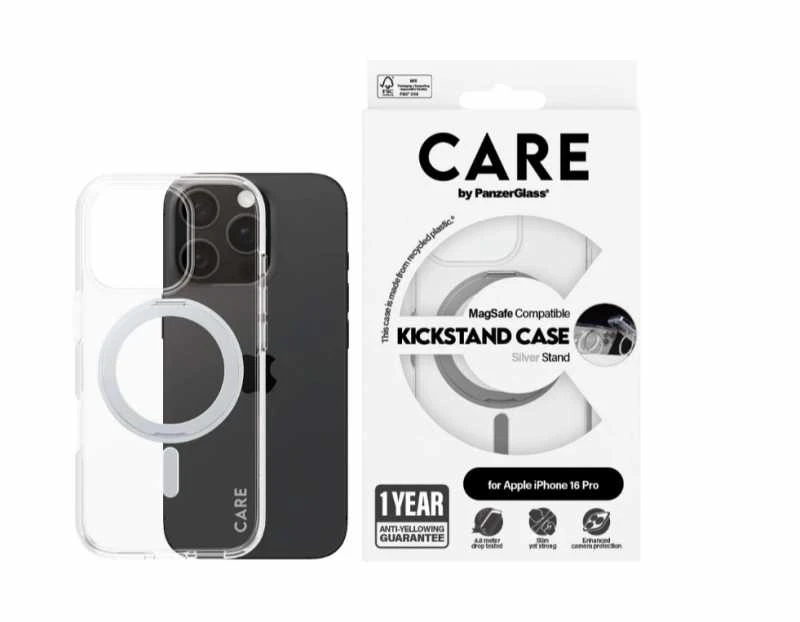 Panzer Glass CARE by PanzerGlass Feature Kickstand Apple iPhone 16 Pro 6.3" sidabrinis/sidabrinis MagSafe 1326
