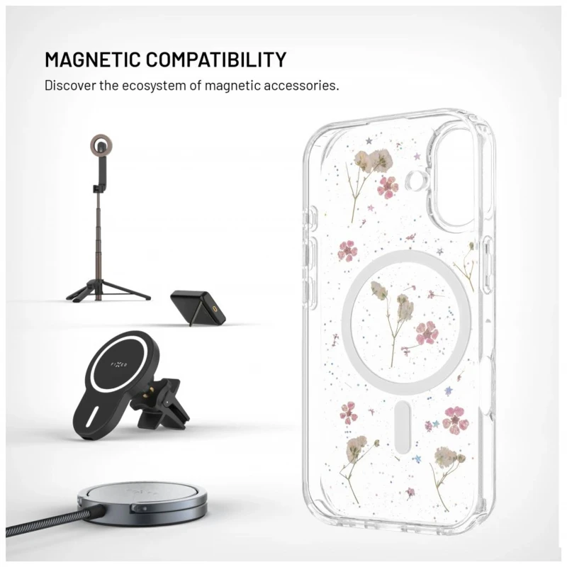 Dėklas Fixed „MagBloom“ | Galinis dangtelis | „Apple“ | „iPhone 17“ | TPU | Rausvai slyvų spalvos