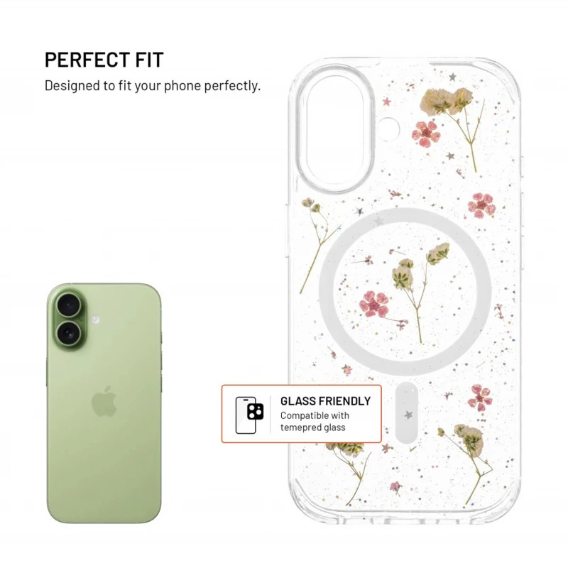 Dėklas Fixed „MagBloom“ | Galinis dangtelis | „Apple“ | „iPhone 17“ | TPU | Rausvai slyvų spalvos