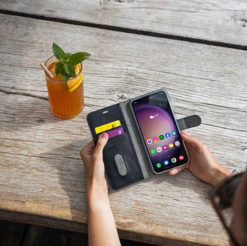 Fixed Fiksuotas Opus | Knygų dėklas | Apple | iPhone 16 | Oda | Juodas