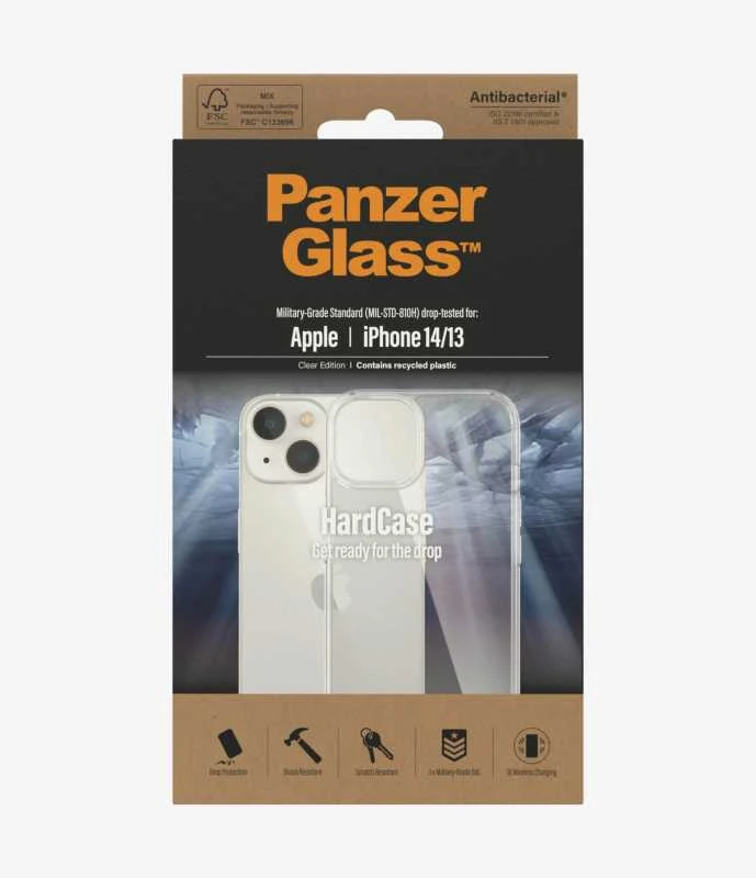 Panzer Glass PanzerGlass | Kietas dėklas | Apple | iPhone 14/13 | Išvalyti | Suderinamas su belaidžiu įkrovimu; 100% perdirbta rėmo medžiaga