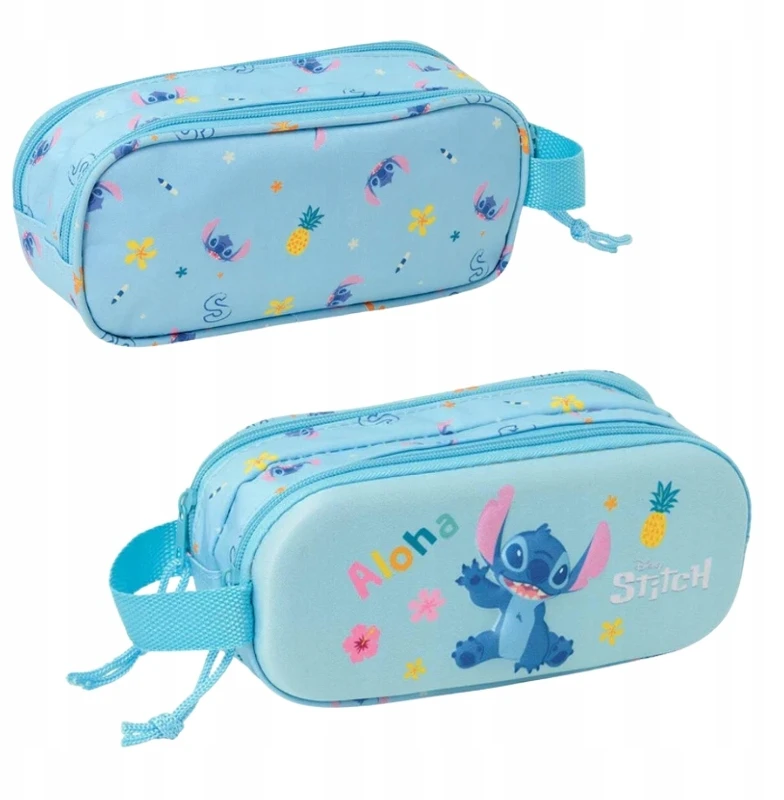 Dėklas su 2 skyriais Safta Stitch 3d – mokyklinis, universalus