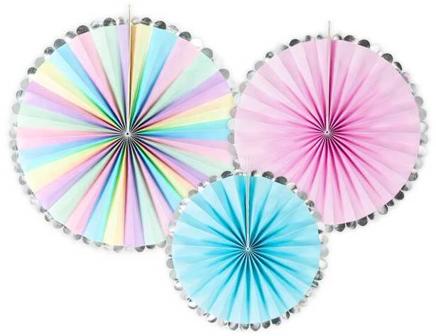 PartyDeco Popierinės dekoracijos-vėduoklės Vienaragis, 1 pak/3 vnt