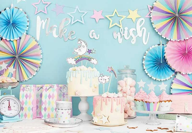 PartyDeco Popierinės dekoracijos-vėduoklės Vienaragis, 1 pak/3 vnt