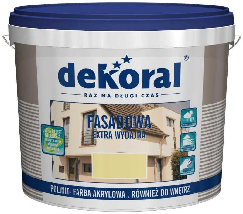 Dekoral Polinit, fasadiniai emulsiniai dažai | balta (sniezna biel) 1 ltr,