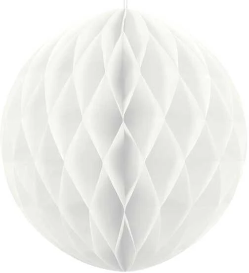 Party Deco Korėtas apvalus papuošimas 20cm 1 vnt baltas