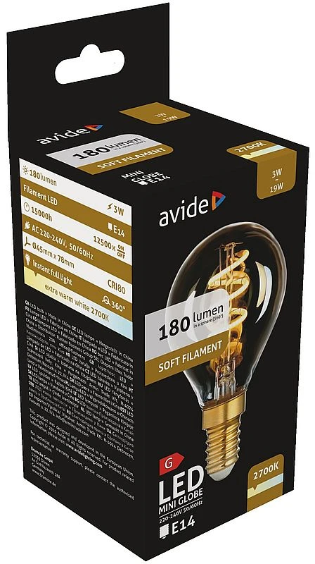 Avide LED lemputė 3W E14 Soft Filament