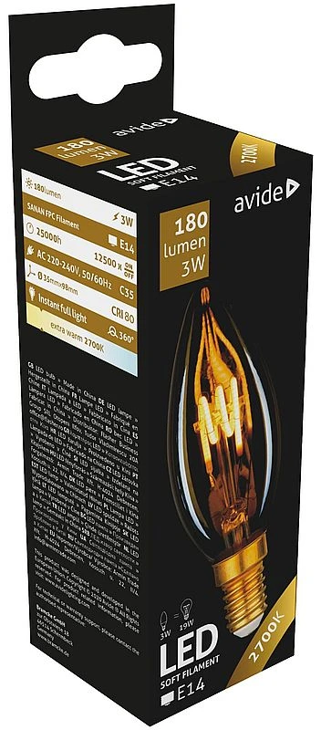 Avide LED lemputė 3W E14 Soft Filament