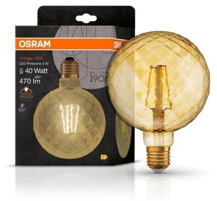 Dekoratyvinė LED lemputė OSRAM O-FILAMENT, G130, E27, 4W, 1800K, 110lm, dimeriuojama
