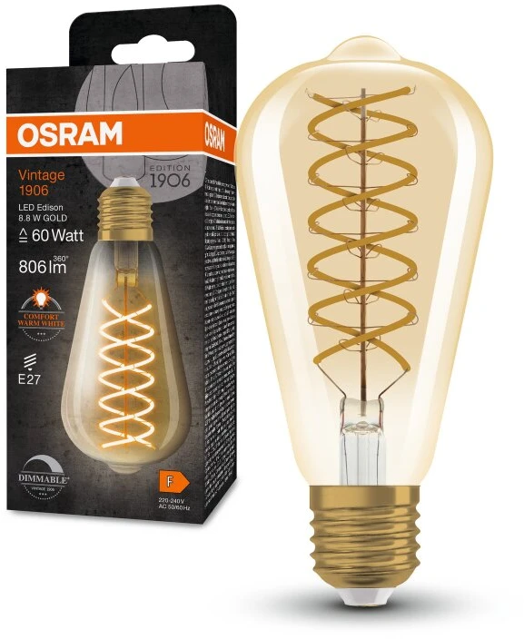 Osram 4W LED lemputė VINTAGE, E27, 2000K, dimeriuojama