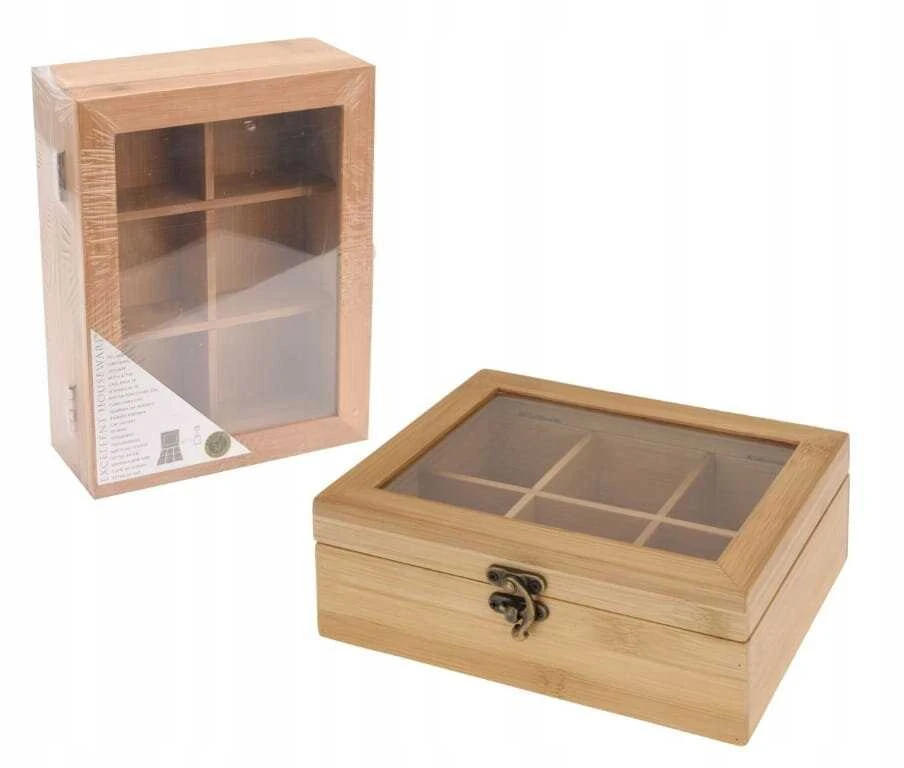 KOOPMAN Bamboo medžio arbatų talpykla 21x16x7,5 cm
