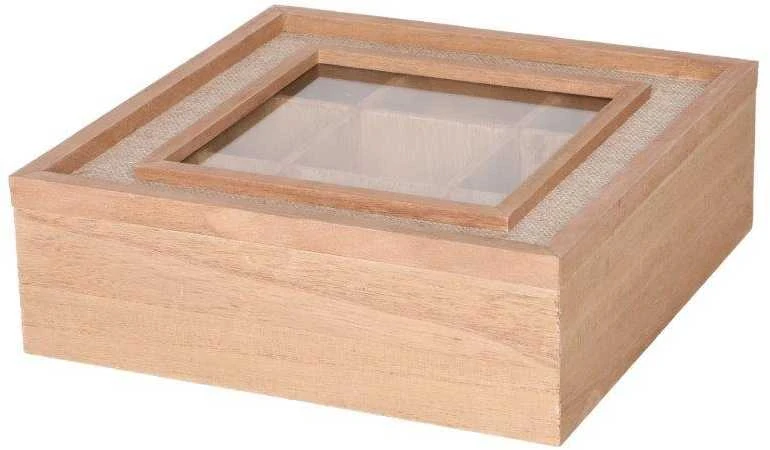 KOOPMAN Bambuko arbatos dėžutė 32x20x6,5 cm su permatomu dangčiu